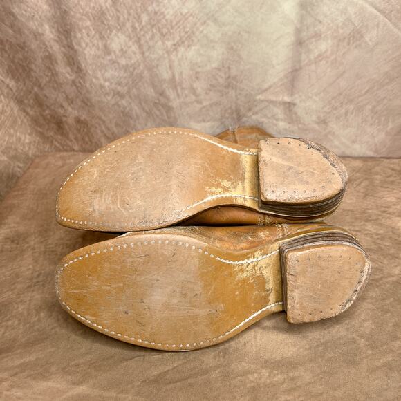 Vintage 70s Levi's Orange Tab Leather Calf High Walking Cowboy Boot Embroidered - Picture 8 of 9